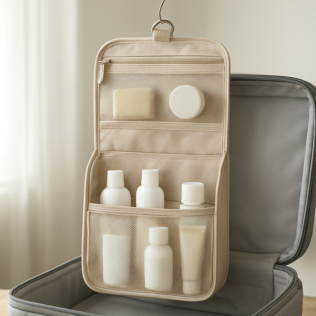 Hanging toiletry organizer for travel